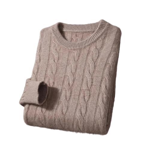 Men Round Neck Cashmere Blen Sweater Cable Knit Smart Casual Pullover Top Winter