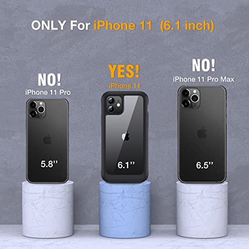 Image of Miracase Glass Series for iPhone 11 Case 6.1 inch, Upgraded Full-Body Rugged Phone Bumper Case Cover with Built-in 9H Tempered Glass Screen Protector and Camera Protector, Black