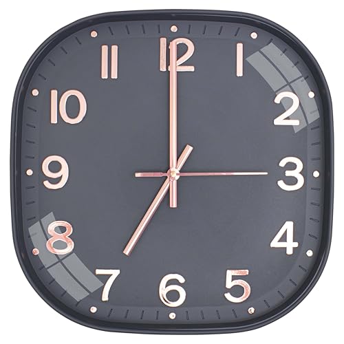 Image of TEKCOOL Plastic Analogue Wall Clock 12 inch Silent Quartz Decorative Wall Clock Non-Ticking Classic Clock Battery Operated Round Easy to Read for Room /Home /Kitchen /Bedroom /Office /School.Grey Gold'