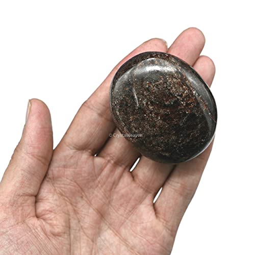 Image of Crystal Heaven Certified Large Garnet Crystal Palm Pebbles Stones for Anxiety Stress Relief Massage - AAA Grade Original Healing Gemstone Agate Palm Stone for Yoga Meditation Spiritual Reiki Feng Shui