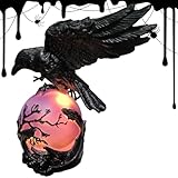 Realistic raven sculpture design crafted with detailed texture and elegant shape, creating a striking statement piece that doubles as ambient lighting and artistic room decor for creative spaces