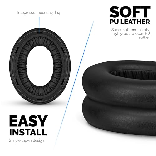 Image of Replacement Earpads for Sennheiser Momentum 4 (IV) Wireless Headphones, Soft PU Leather Cushions, Extra Comfort, Easy & Quick Installation, by Brainwavz (Black)
