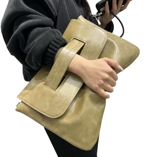 Image of Women Classic Crocodile Pattern Faux Leather Clutch Purse Oversized Female Shoulder Bag Messenger Handbag