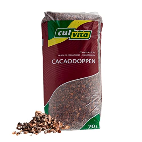 Culvita - Kakaoschalen 70 Liter - Schneckenabwehr - Kakao duftender Bodendecker - organischer Bodenverbesserer - der Perfekter Rindenmulch ersatz