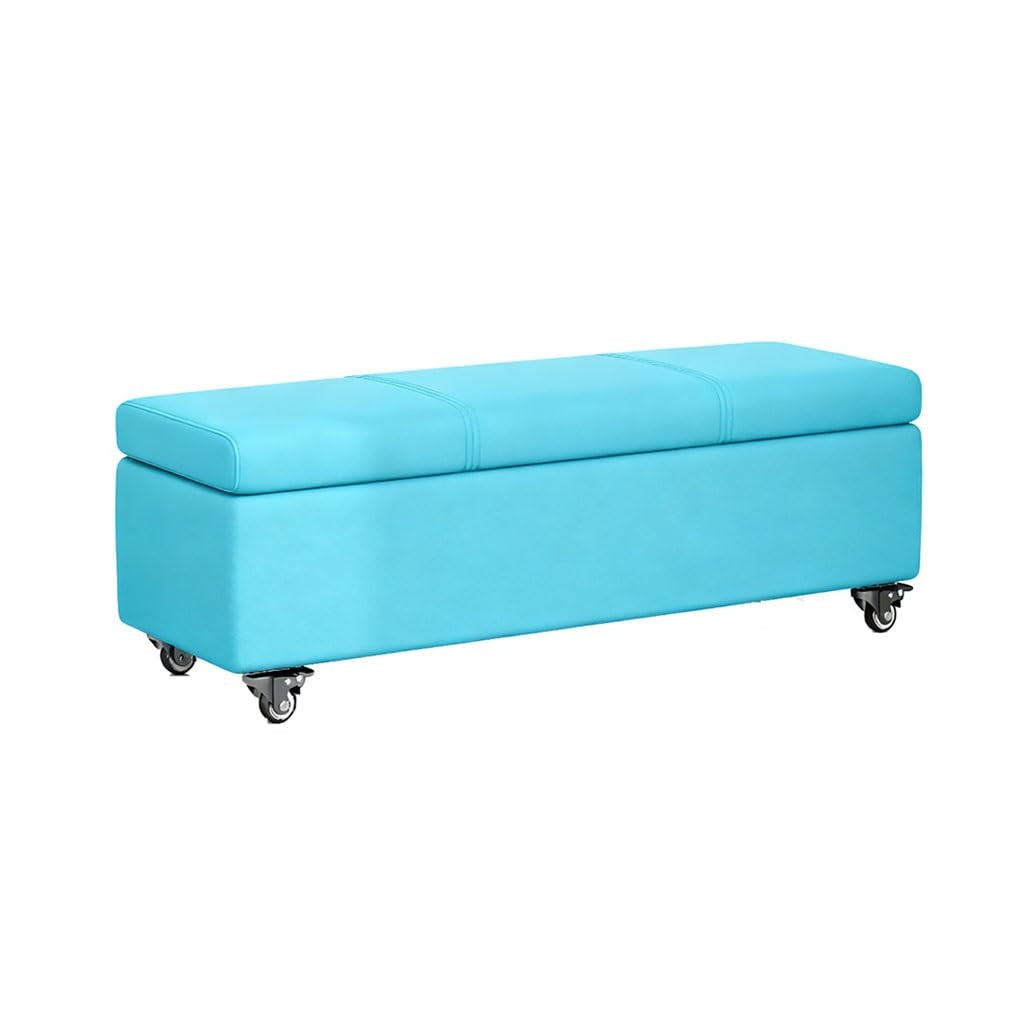Banc de lit bleu de 80cm pour une chambre élégante et ordonnée
