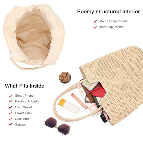 Image of RNIEGA Straw Beach Bag for Women Small Woven Crossbody Bag Summer Mesh Hollow Beachy Purse Shoulder Bag for Vacation