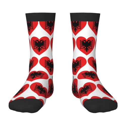 Oudrspo Chaussettes amusantes pour hommes avec drapeau de l'Albanie, amusantes, folles, cool et colorées à motifs