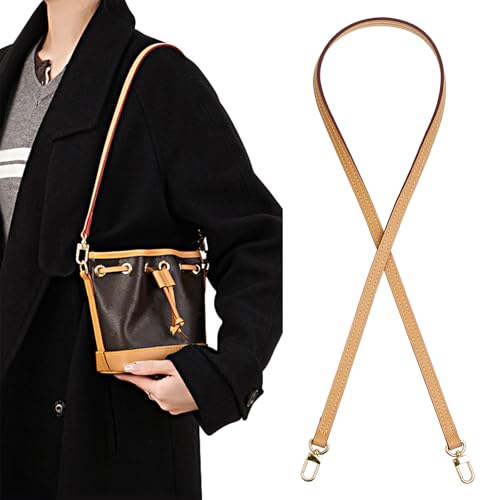 Image of Genuine Vachetta Leather Strap for Bag,Shoulder Purse Strap Replacement Fit for Felicie Pochette (Beeswax-Width:0.43in&Length:35.4in,Double Buckles)