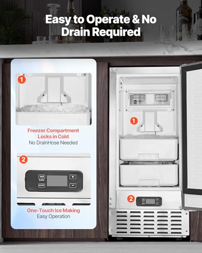 Image of VEVOR Undercounter Built-in Ice Maker, 66 Lbs /Day Under Counter Machine