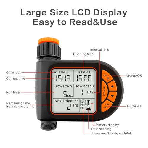 Tiper d'arrosage automatique programmable avec contrôle d'écran LCD robuste