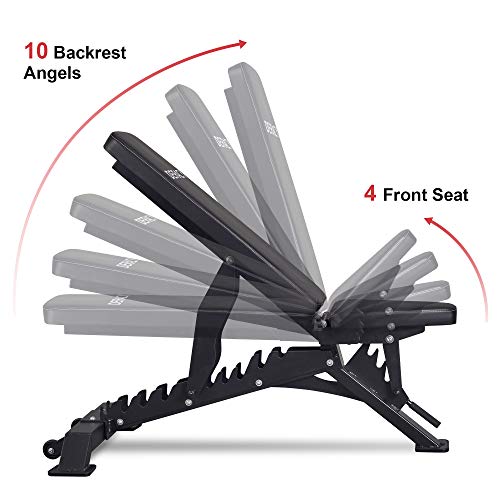 DERACY Deluxe Ajustable Weight Bench for Full Body Workout, Weight Capacity 1100 lbs, Incline and Flat Weight Bench for Indoor Workout, Home Gym