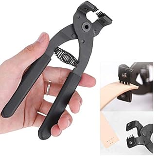 Leather Lacing Stitching chisels kit - 4mm Pitch Leather Stitching Punch Tool Hand-Held Hole Punch Clamp Pliers for Leather Strap Belt Saddle(4 Prong)