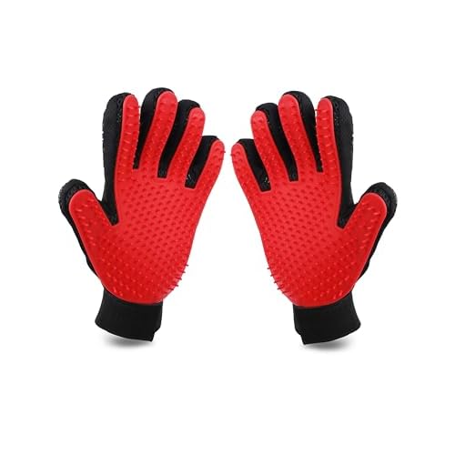 Itingy Cat Grooming Gloves 259-Tip, Pet Hair Removal Mitt for Cat/Dog/Rabbit with Sensitive Skin, Dog Bath Glove with Silicone Massage Brush for Deshedding & Washing, Anti-Slip & Reduce Shedding -Red