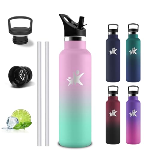 Grsta Botella Agua Acero Inoxidable, Botella Termica 500ml, A Prueba de Fugas, Cantimplora Gym, Doble Aislamiento, Cantimplora Infantil, Fácil de Limpiar, para Cámping, Senderismo, Oficina, Gym