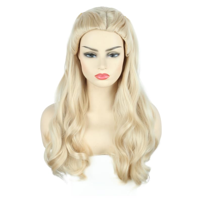 Topcosplay Women Wigs Blonde Long Curly Wavy Halloween Cosplay Costume Glinda Wig P2439