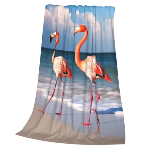 Couverture en micro polaire super douce légère et respirante flamant rose - 3