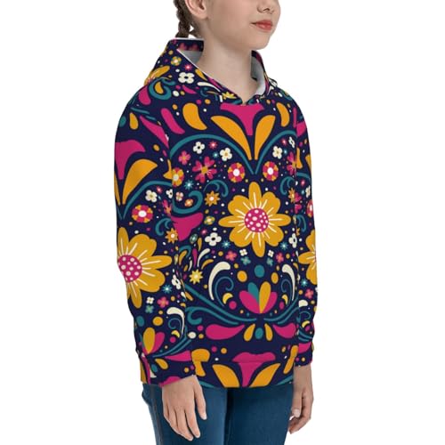 Cinco De Mayo Floral Kids Pullover Hoodies Boys Sweatshirts Girls Athletic Clothes with Pocket3