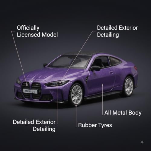 Image of Wizplex CCA Officially Licensed BMW M4 1:64 Scale Die Cast Metal Car - Collectible Alloy Sports Coupe with Openable Doors & Free-Rolling Wheels, Display Showpiece for Kids 3+