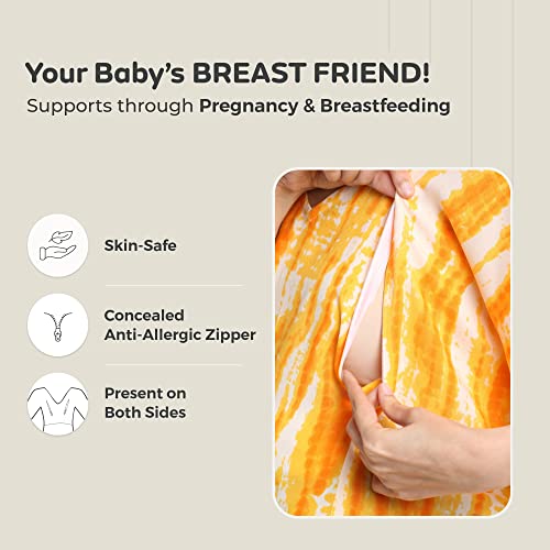 Image of Maternity Dress for Women with Breastfeeding Zippers | Kaftan Dress | Adjustable Belt for Growing Belly | Feeding Dress for Pre & Post Pregnancy