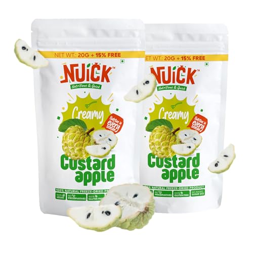 NUICK Freeze Dried Custard Apple | Pack of 2 | 100% Natural fruit...