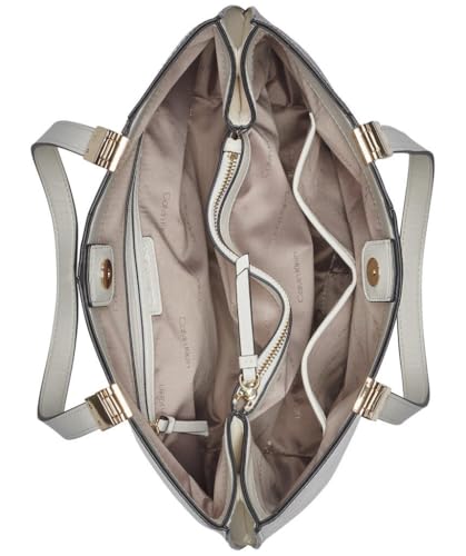 Image of Calvin Klein Women's Granite Geometric Tote Bag - Vegan Leather, Monogram, 3 Pockets