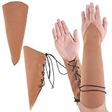 CALFOVERA 2Pcs Brown Medieval Bracers Faux Suede Viking Renaissance Soft Adjustable...