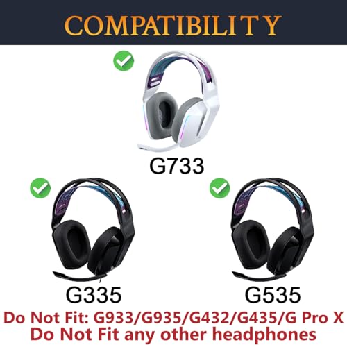 Image of SOULWIT Mesh Fabric Professional Earpads Replacement for Logitech G733 G535 G335 Lightspeed Wireless Gaming Headset, Ear Pads Cushions with Comfort Noise Isolation Foam - Grey