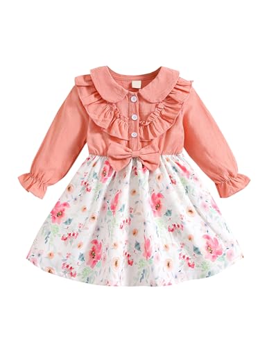 Borlai Neugeborenes Baby Mädchen Kleid Ruffle Langarm Bowknot Floral...