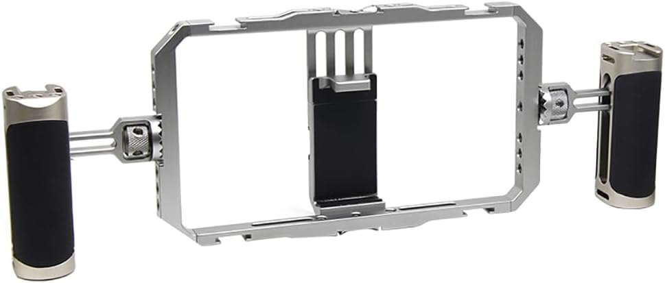 FEICHAO Dual Handle Smartphone Rig Handheld Phone Cage with Cold Shoe Mount for Cell Phone Photography Extension Bracket