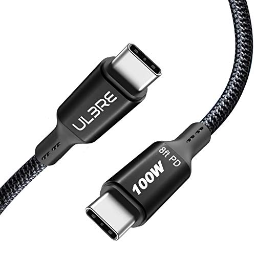 ULBRE 100W 2.5M 8.2FT USB C to USB C Cable, 480Mbps Data Transfer, Compatible with MacBook Pro 2020, iPad Pro 2020, Galaxy S20 Plus S9 S8, Pixel, Switch, LG V20