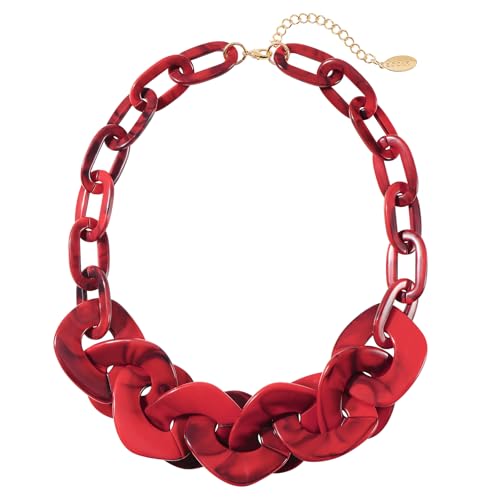 Bocar Acrylic Chunky Statement Choker Necklace for Women Fashion Vintage Collar Chain Jewelry Trendy Party Gift(NK-10810-Wine)