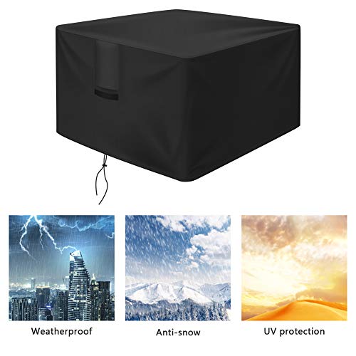 OKPOW Fire Pit Cover 90cm,Firepit Covers Waterproof Square600D,Fire Bowl Cover AntiUV,Heavy