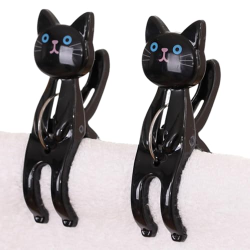 FmtwPhn 洋服クリップ、洗濯バサミ,猫型洗濯バサミ タオルピン - 猫型タオルクリップ2 個のノンスリップ跡のない空気乾燥ランドリークリップ洗濯ピン浴室の洗濯用