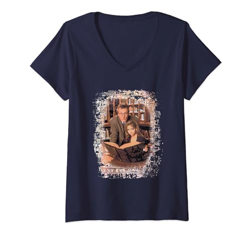 Bild: Damen Buffy The Vampire Slayer Buffy & Giles Library Duo Vignette T-Shirt mit V-Ausschnitt f�r 21,99 EUR (-15%) statt 21,99 EUR bei amazon.de