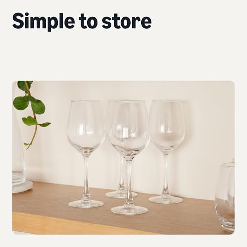 Amazon Basics Stemmed White Wine Glasses Set Of 4, 12 Oz Clear Glass, Classic Design for Everyday Dining, Weddings & Parties, Dishwasher-Safe - image 5
