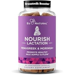 Eu Natural Nourish Lactation Supplement - Postpartum Support for Healthy Milk Flow & Production - Fenugreek Capsules for Women with Milk Thistle, Fennel Seed & Moringa, 60 Vegan Soft Capsules