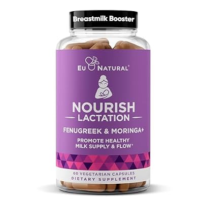 Eu Natural Nourish Lactation Supplement - Postpartum Support for Healthy Milk Flow & Production - Fenugreek Capsules for Women with Milk Thistle, Fennel Seed & Moringa, 60 Vegan Soft Capsules