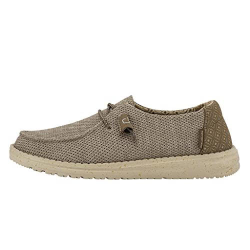 Image of HEYDUDE Women's Wendy Sox Sand Shell Size 4 Tan | Women's Shoes | Women's Lace Up Loafers | Comfortable & Light-Weight