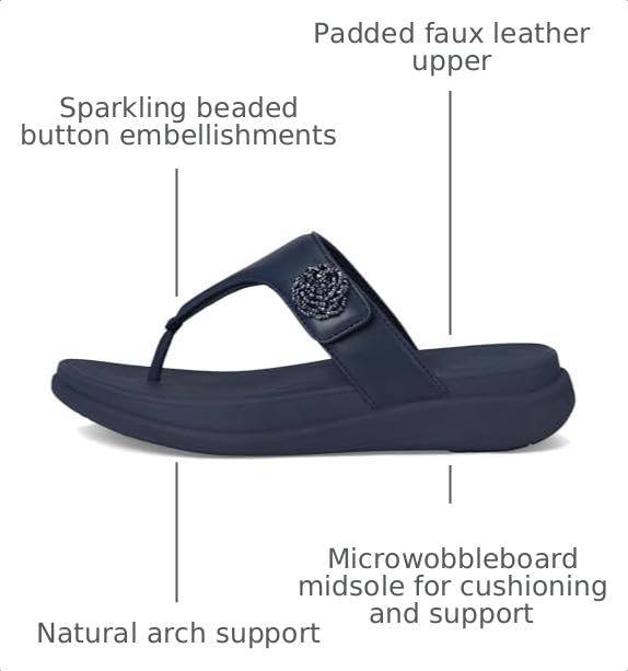 Image of FitFlop F-Mode Go Beadie-Button Adj. Flatform Toe /Post Sandals