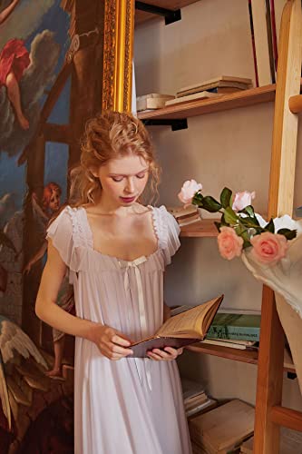 HEARTTOUCH Women's Short Sleeve Vintage Victorian Nightgown Pyjamas Lounge Dress Nightwear Girls Nightdress Sleepshirt3