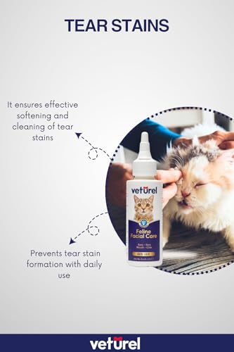 Image of Veturel Natural Feline Facial Care - Cat Tear Stains Remover - Cat Acne - May Help with Cat Chin Acne - Cat Chin Blackheads - Gentle Ear and Eye Care - May Soothe Skin - 3.4 oz.