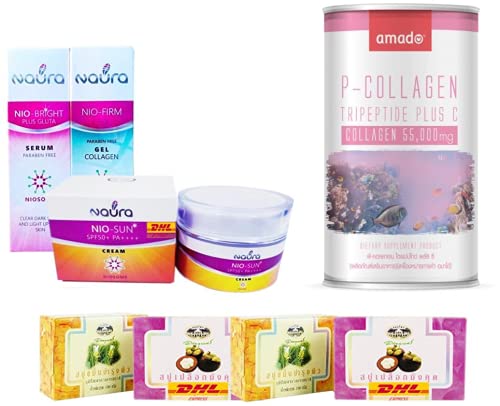 Set A42 Naura Nio Set Anti Aging Amado P-Collagen Tripeptide Plus C 55000mg DHL EXPRESS By Thaigiftshop [Get Free Tomato Facial Mask]