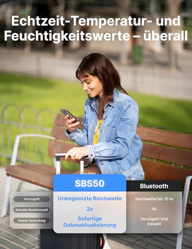 X-Sense WLAN Hygrometer Thermometer Innen, Temperatur- und Luftfeuchtigkeitsüberwachung per App, Export gespeicherter Daten, kompatibel mit Alexa, 3 Sensoren – erfordert Basisstation SBS50