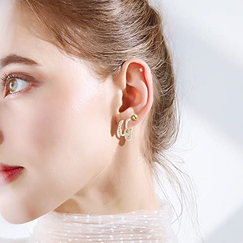 Roslynd Stud Earrings For Women Men, White Gold Plated Tiny Cz Moon And Round Halo Stud Earrings Set, Small Cubic Zirconia Stud Earrings, Simulated Diamonique Earring Stud Set For Women Men(6 Pairs) #TOP2