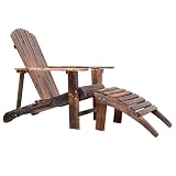 Outsunny 01-0747 Outdoor Patio Lounge Chair with Ottoman, Rustic Brown