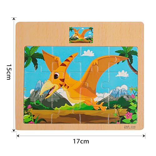 Set de Puzzles de Madera CCLIFE para Niños de 2 a 5 Años - 12 Piezas de Dinosaurios Coloridos miniatura 5