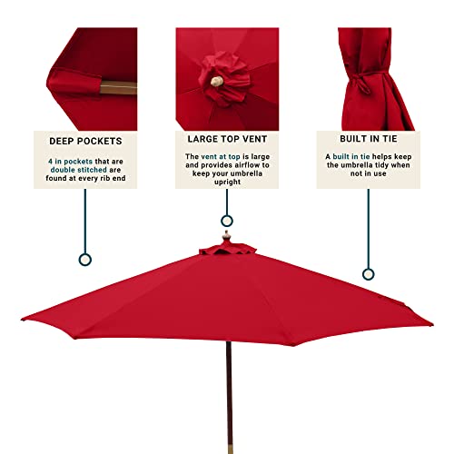 Formosa Covers 9Ft Umbrella Replacement Canopy 6 Ribs In Red (Canopy Only) #TOP3