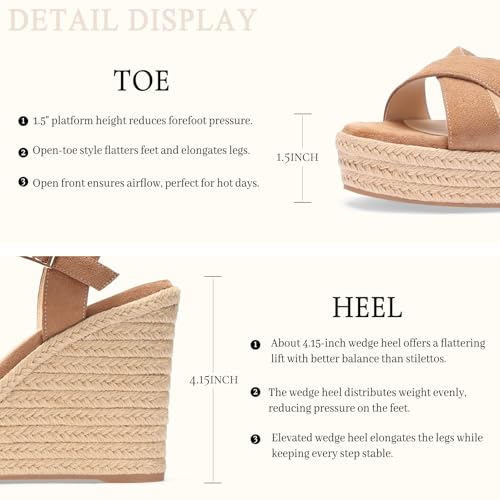 Image of VICKI.VICKI Women's Platform Sandals Wedge Ankle Strap Open Toe Sandals