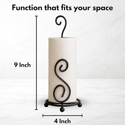 Image of Classyo Metal Tissue Roll Holder for Kitchen, Tissue Paper Holder for Bathroom and Dining Table, Kitchen Roll Stand, Paper Towel Stand (10 inch) (Pack of 1, S Design)