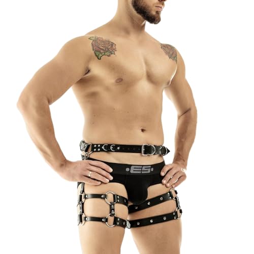 Cinturón de cuero ajustable para hombre con hebillas regulables estilo sexy negro
